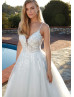 Beaded Blue Lace Tulle V Back Sexy Wedding Dress Beaded Blue Lace Tulle V Back Sexy Wedding Dress
